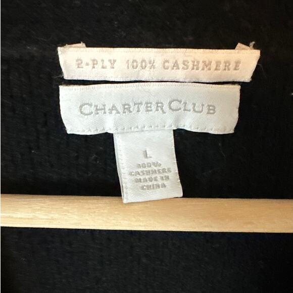 Charter Club Cashmere Single Button Close Cardigan Sweater Black Size L - Picture 4 of 8